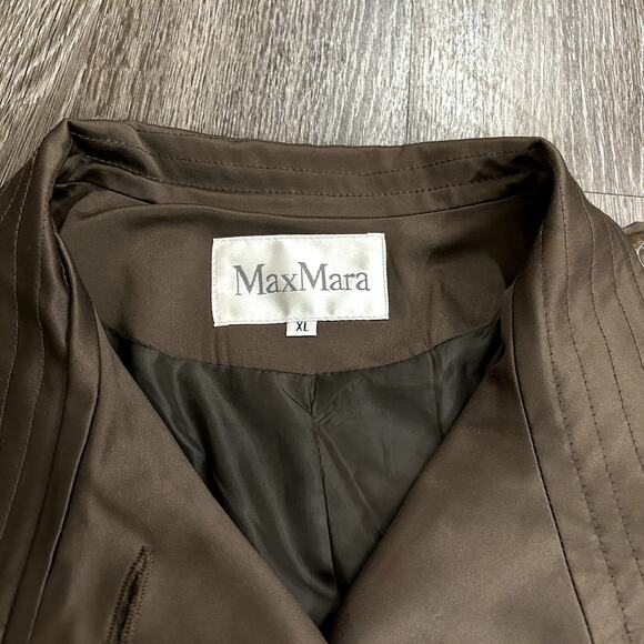 EUC Max Mara Brown Taupe Trench Coat XL Belted Double Breasted Classic Outerwear - Picture 10 of 16